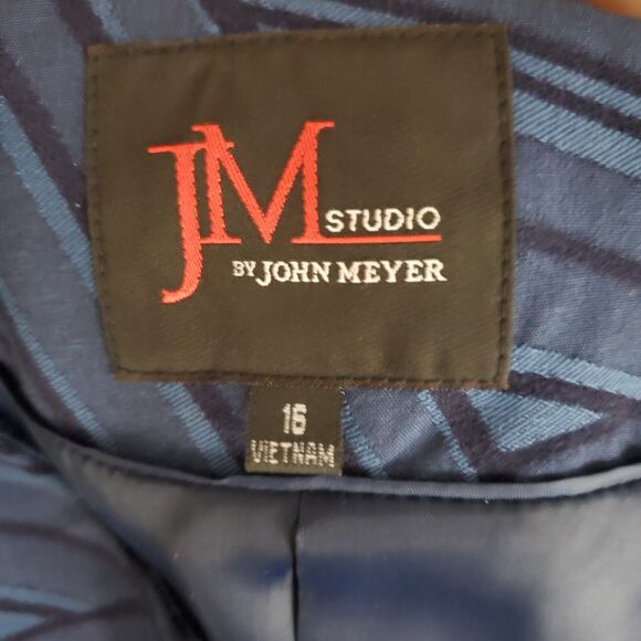 JM Studio by John Meyer Jacket 16 Blue Striped Full Zip Business Classic Modest - Picture 7 of 8